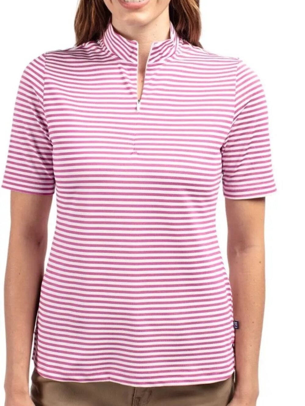 Cutter & Buck Virtue Eco Pique Stripe Recycled Women's Top Size XL (New)